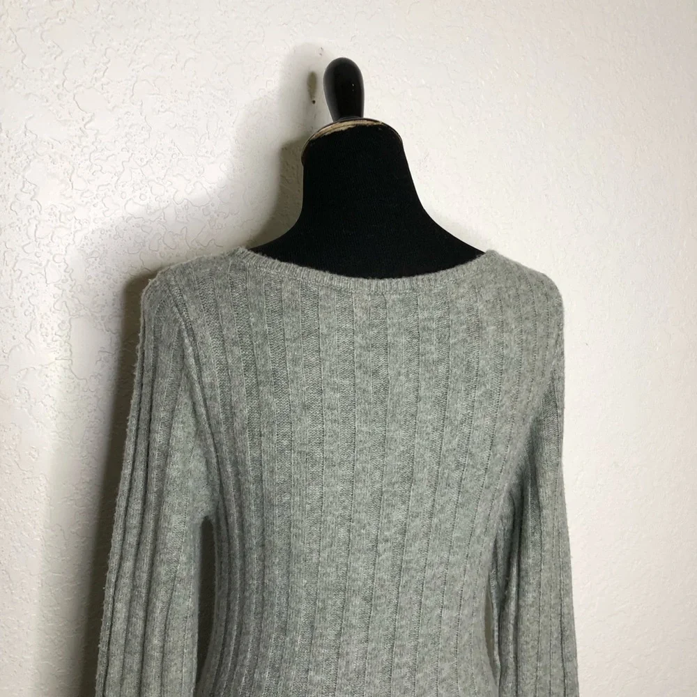 Abercrombie Fitch gray ribbed sweater knit side slit maxi dress size Medium NWT